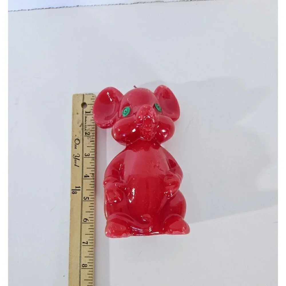 Vintage Candle Christmas Mouse Red With Green Sequin Eyes